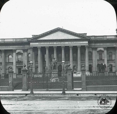 Melbourne Public Library, Swanston Street, Melbourne, c. 1890; GS-BCS-29 Melbourne Public Library, Swanston Street, Melbourne, c. 1890; GS-BCS-29