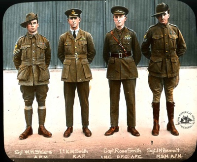 Crew of Vickers Vimy aircraft, winner of 1919 England-Australa air race; Gunn's Slides (Firm); 1919; GS-IT-75