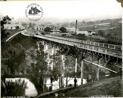 Victoria Bridge over Yarra River, Richmond, 1886; Nettleton, Charles, 1826–1902; E-11-B Victoria Bridge over Yarra River, Richmond, 1886; Nettleton, Charles, 1826–1902; E-11-B