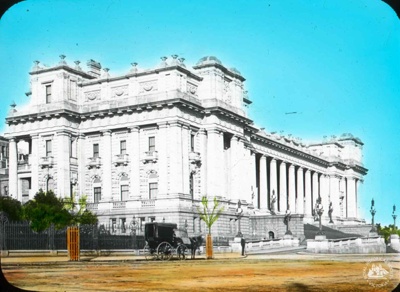 Parliament House, Spring Street, Melbourne, Victoria c. 1890; Gunn's Slides (Firm); GS-BCS-25