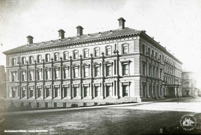 Government Offices, Treasury Place, Melbourne, c. 1900; Dunscombe Optician Bristol; GS-BCS-16