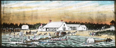 Liardet's Beach, wharf and buildings, Port Melbourne, c. 1850; T.W. Cameron (Firm); GS-EV-76