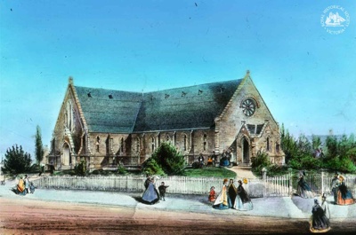 St Luke's Church, South Melbourne, painted by unknown artist, c. 1875
; GS-BCS-35 St Luke's Church, South Melbourne, painted by unknown artist, c. 1875
; GS-BCS-35