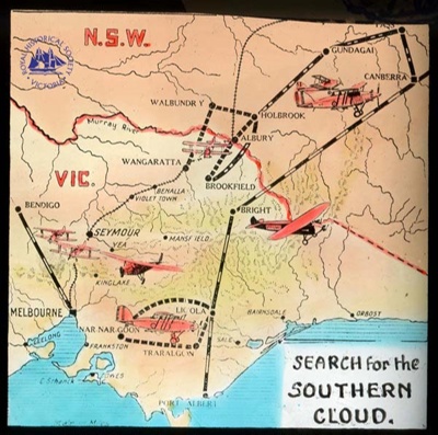 Map of search area for wreckage of ANA airliner 'Southern Cloud' in 1931; 1931; GS-M-51
