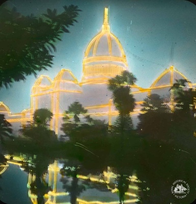 Exhibition Building, Melbourne : illuminated for Federal celebrations, 1901; 1901; GS-BCS-9 Exhibition Building, Melbourne : illuminated for Federal celebrations, 1901; 1901; GS-BCS-9