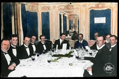 Harry Hawker with trans-Atlantic aviators Alcock and Brown; Gunn's Slides (Firm); 1919; GS-IT-77