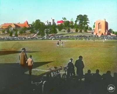 Scotch College: sports arena and chapel, c. 1940; Gunn's Slides (Firm); GS-BCS-34
