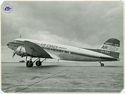 Douglas DC-3 of Ansett-ANA at Essendon Airport, c. 1962; John Squire Photography; PH-970311