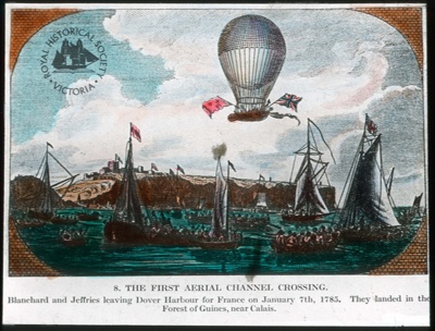 First balloon flight across the English Channel in 1785; c. 1785 (original image); GS-USM-04