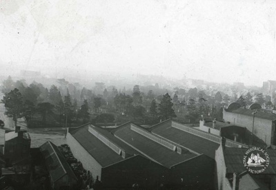 Old Melbourne Cemetery: elevated view, c. 1920; Miller, Everard Studley, 1886-1956.; GS-TM-49 Old Melbourne Cemetery: elevated view, c. 1920; Miller, Everard Studley, 1886-1956.; GS-TM-49