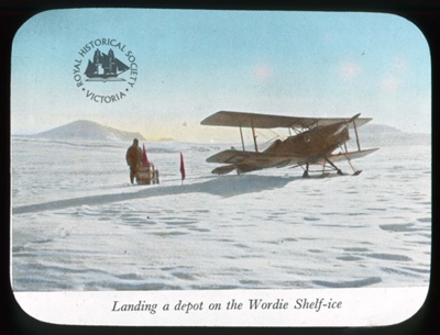 De Havilland DH 83 Fox Moth at Wordie Ice Shelf, Antarctica; c. 1935; GS-USM-06