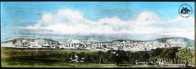Panoramic view of Melbourne, looking from south of Yarra River, c. 1845; T.W. Cameron (Firm); GS-EV-77 Panoramic view of Melbourne, looking from south of Yarra River, c. 1845; T.W. Cameron (Firm); GS-EV-77