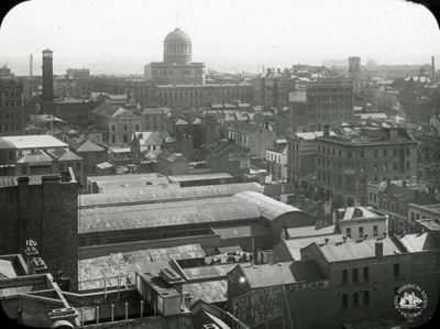 Panoramic view of Melbourne, looking west from the General Post Office towards Law Courts, c. 1899; Cooper, Henry; 1899; GS-BCS-24