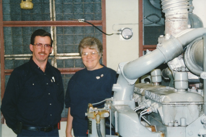 John Barrett and Norma McManns in the Fort Nelson Hospital's boiler