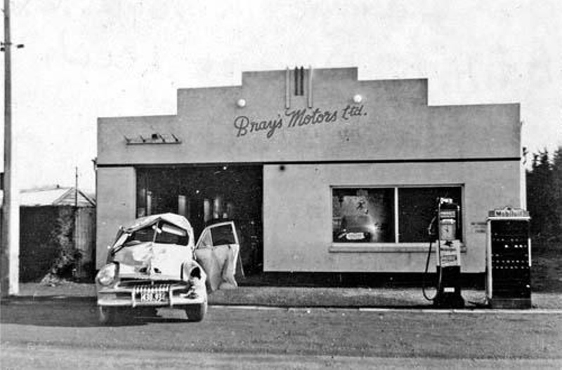 Bray's Motors built by Maurice Leech, oil cans on right ex Stephen