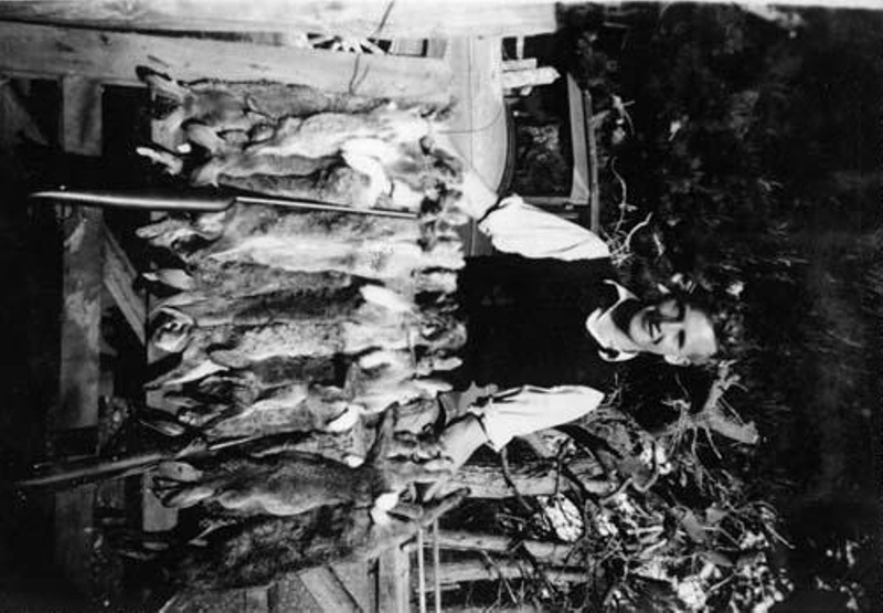 Hood with a day rabbit shooting at Rakaia 1948, ex Hood