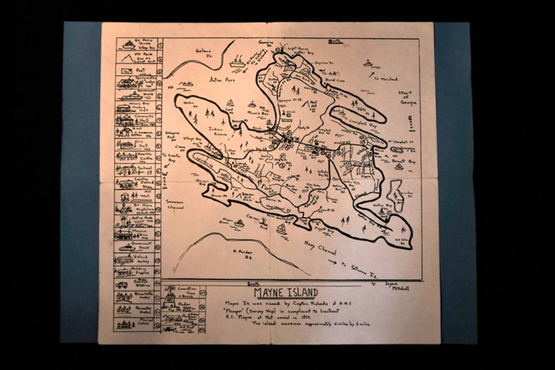 Pen and Ink Map of Mayne Island; Mitchell, Joyce; Approximately 1980 ...