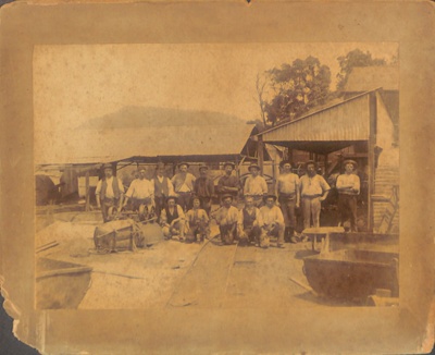 Black and white photograph of fifteen men and boys at the Mount Kembla ...