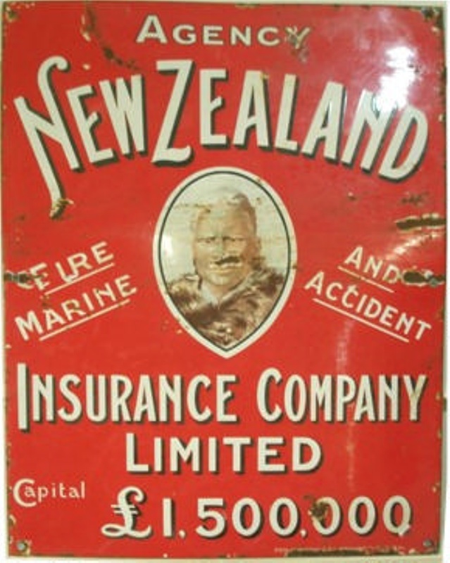 NZI Agency advertising sign; New Zealand Insurance Company Ltd on NZ