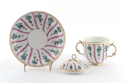 Covered cup and saucer; CHELSEA-DERBY PORCELAIN; c. 1770 - 1784; 1993.123