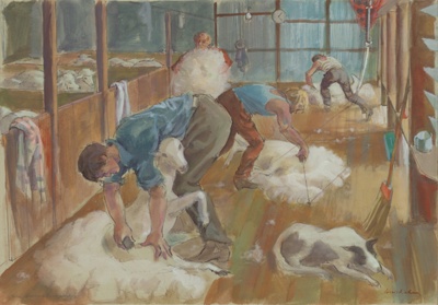 Three Shearers and Rouseabout; Louis KAHAN; Not dated; 1982.05; © Estate of Louis Kahan / Copyright Agency, 2022