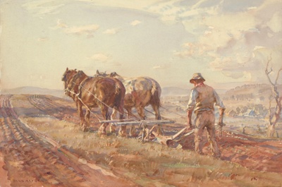 Ploughing with Polly and Jack; Hans HEYSEN; 1917; 1990.10 © Estate of Hans Heysen / Copyright Agency, 2022