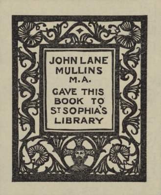 Bookplate for John Lane Mullins MA; Adrian FEINT; 1926; 2004.043; 