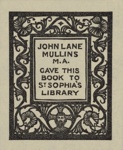 Bookplate for John Lane Mullins MA; Adrian FEINT; 1926; 2004.043; 