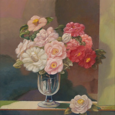 Camellias in a glass; Adrian FEINT; 1965; 1981.51; © Estate of the artist