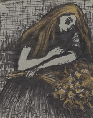 Girl with flowers; Joy HESTER; 1958; 1993.039; © Estate of Joy Hester / Copyright Agency 2022