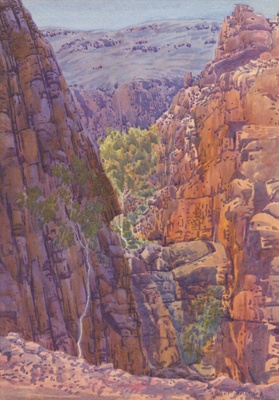 Talipate Gorge, Western Australia; Albert NAMATJIRA; c. 1950; 1993.049; © Namatjira Legacy Trust/ Copyright Agency 2022