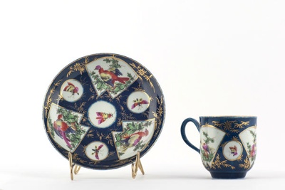 Coffee cup and saucer; WORCESTER PORCELAIN; c. 1760 - 1770; 1993.106