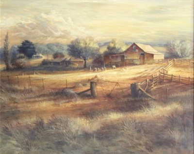 Shearing shed by Snowy River; Bill BEAVAN; Our best efforts have been made to locate the copyright owner of this work. If you have any information please contact us via copyright@benalla.vic.gov.au