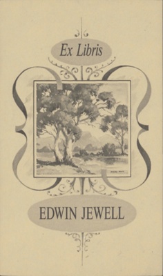 Bookplate for Edwin Jewell; Fred KLIX; Our best efforts have been made to locate the copyright owner of this work. If you have any information please contact us via copyright@benalla.vic.gov.au