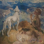 Mountain landscape with Maurice; George W. LAMBERT; 1913; 1980.02