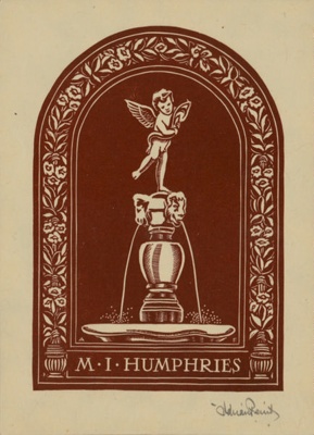 Bookplate for M. I. Humphries; Adrian FEINT; 1935; 2004.046; 