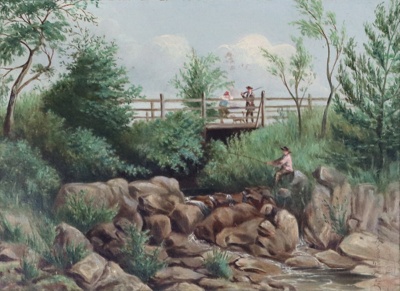 Fishing in a stream; Frederick WOODHOUSE, SENIOR; 1894; 1982.09