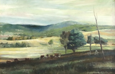 Landscape; Phillip WILLS; Not dated; 1988.49; Our best efforts have been made to locate the copyright owner of this work. If you have any information please contact us via copyright@benalla.vic.gov.au