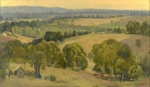 Pastoral landscape; Garrett KINGSLEY; Our best efforts have been made to locate the copyright owner of this work. If you have any information please contact us via copyright@benalla.vic.gov.au