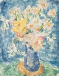 Daffodils in blue vase; Peggy CROMBIE; 1967; 1988.55; © Estate of the artist