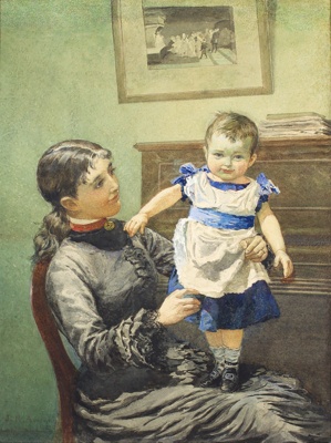 Artist’s wife and son Howard; Julian ASHTON; 1879; 1993.019