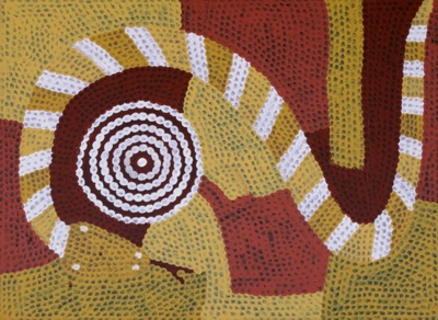 Carpet snake dreaming at Mt. Denison; Billy Stockman TJAPALTJARRI; Not dated; 2008.18; © Estate of the artist l Aboriginal Artists Agency Ltd 