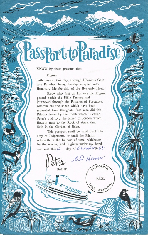 Glenorchy Motors Passport to Paradise ; 14 December 1968; 2017.2.09