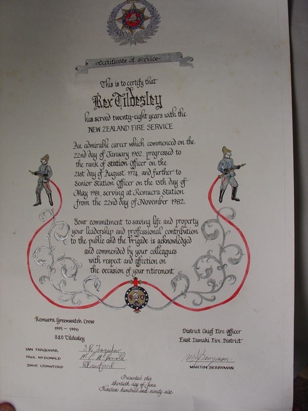 Certificate of service R Tildesley