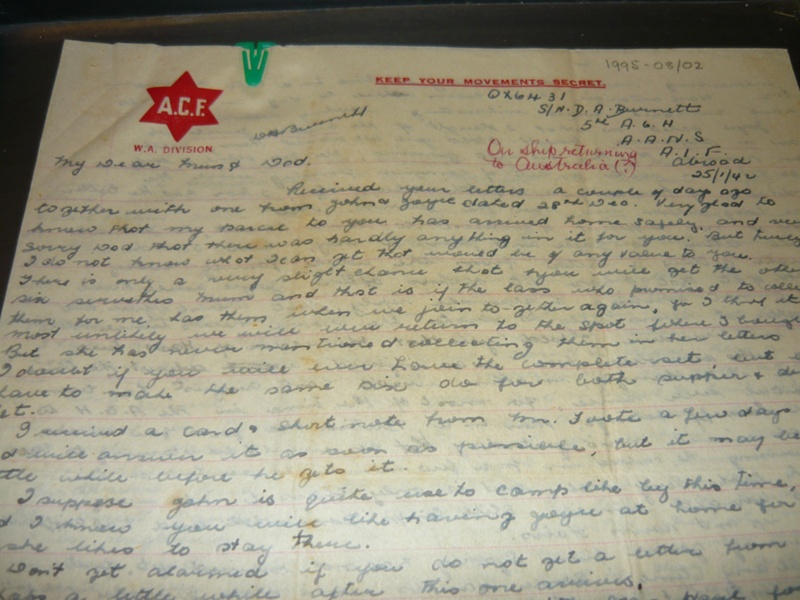 Personal Letters from Dorothea Burnett to her parents; ; 1995.008 | eHive image.