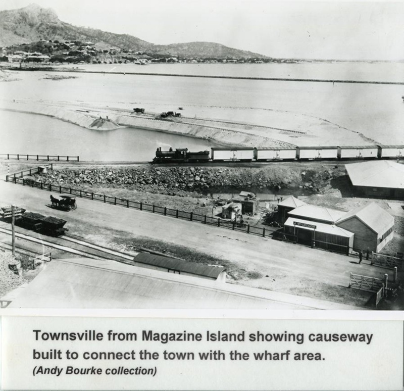 Townsville Magazine Hill showing causeway built to connect the town