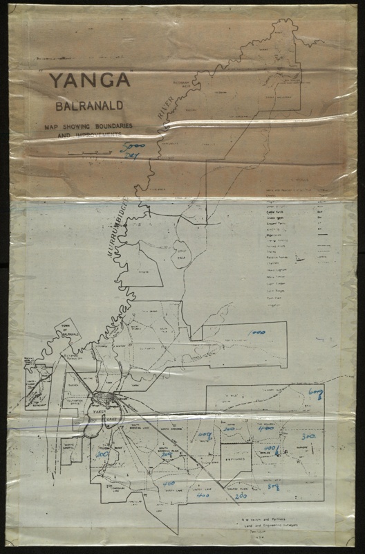 Map of Yanga Balranald, Map showing boundaries and improvements ...