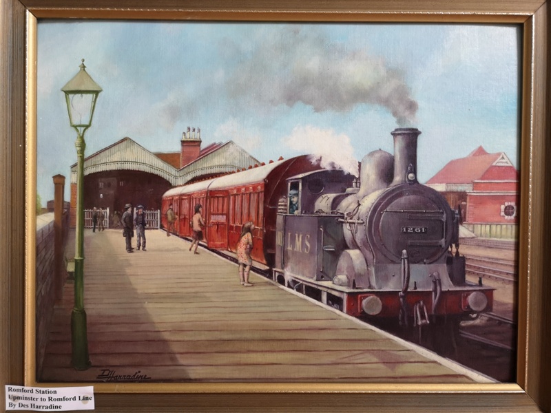 Oil painting by Des Harradine, 'Romford Station', Upminster to Romford