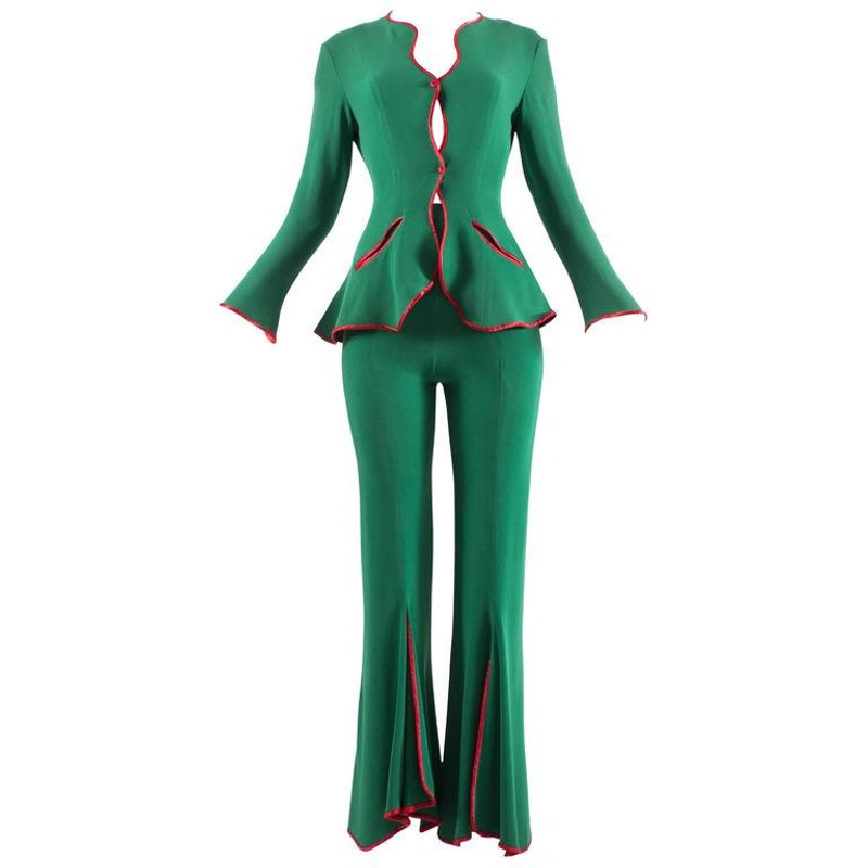 Orphic Cotton Green Pant Style Suit