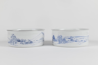 Bowl, circular, vertical sides, white, illustration, blue, 'The Cassilis'; Thomas of Germany; 8.6.1980; 200.68
